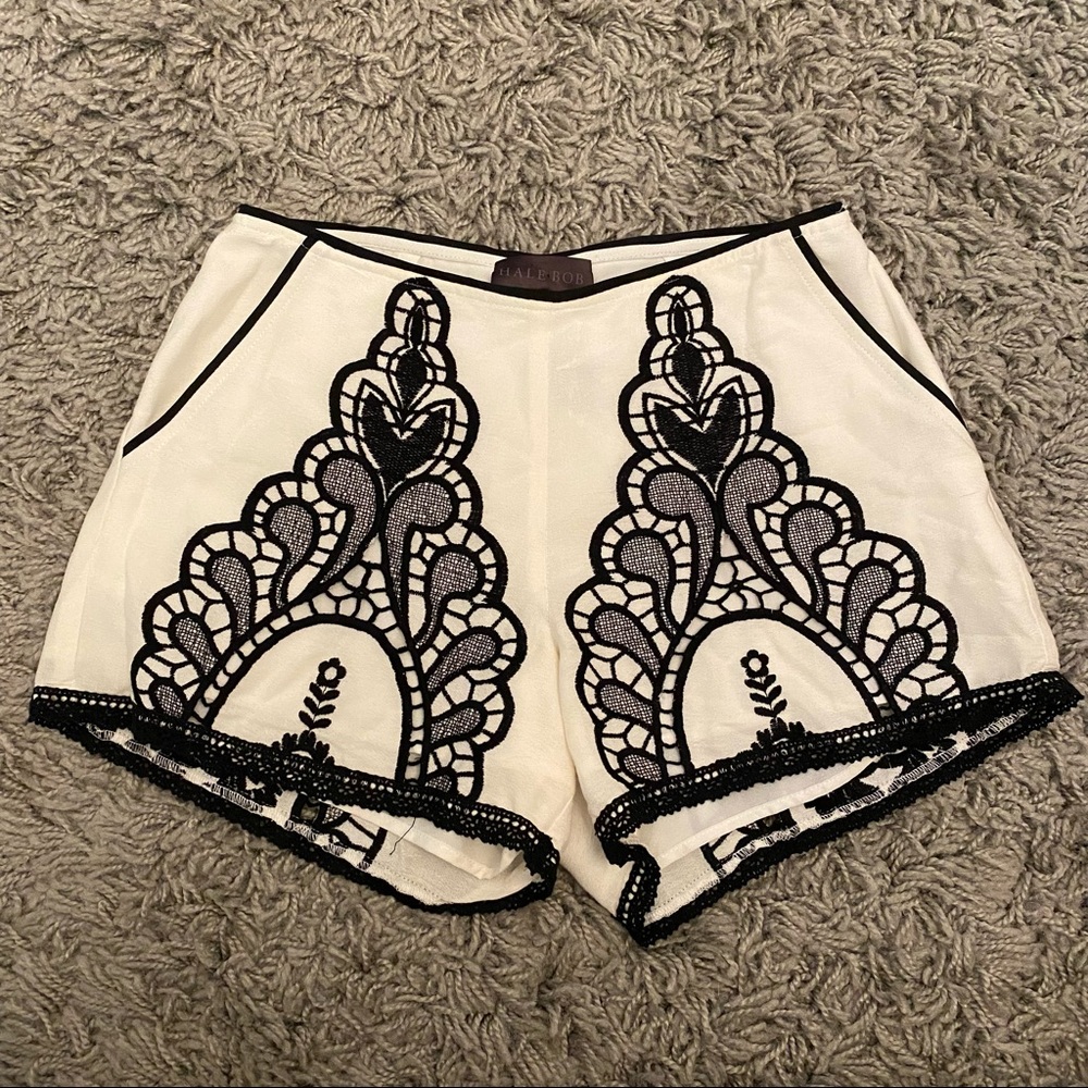 Hale Bob White & Black Lace Shorts